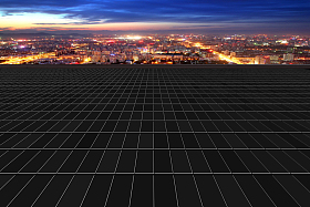 城市夜景与路面