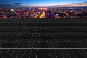 城市夜景与路面