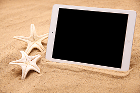 沙滩平板电脑照片