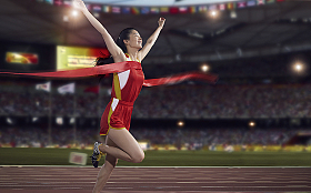 田径运动员在赛场比赛图片