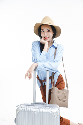 青年女人旅行照片