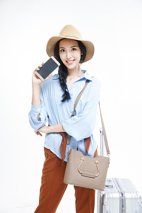 青年女人旅行照片