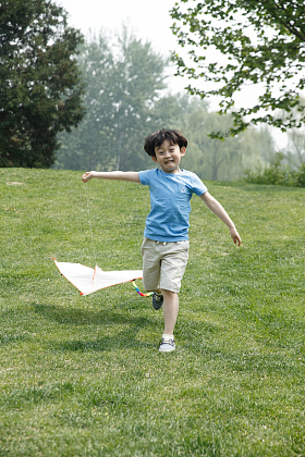 小男孩放风筝图片