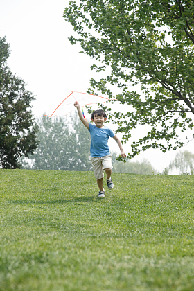 小男孩放风筝图片