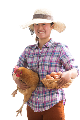 中年女人拿着一只鸡图片