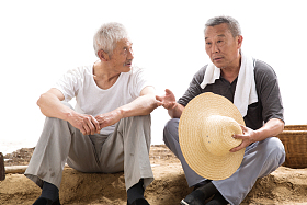 两位老农民在聊天