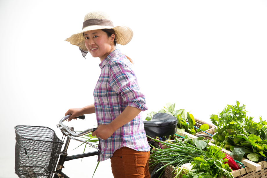 菜农推着自行车图片 菜农推着自行车图片