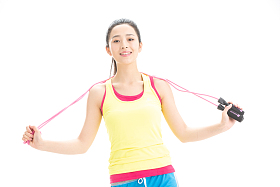 青年女人健身运动照片