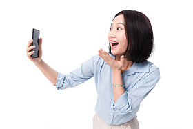 女白领看手机图片