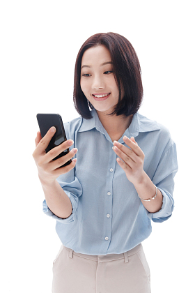女白领看手机图片
