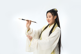 古装美女写字图片