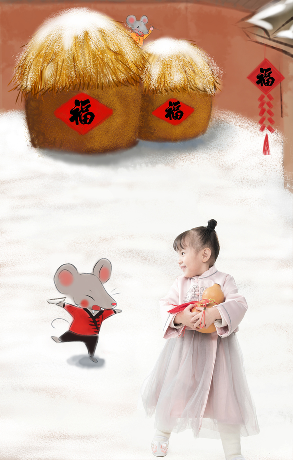 小女孩过年高兴的抱着酒葫芦图片 小女孩过年高兴的抱着酒葫芦图片