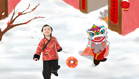小男孩穿新衣服庆祝新年图片