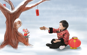 小男孩过年坐在地上喝酒图片