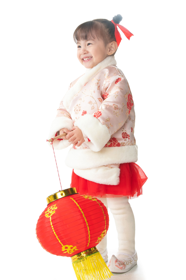 可爱的小女孩拿着红灯 可爱的小女孩拿着红灯