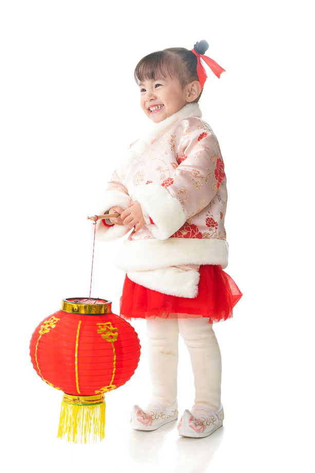 可爱的小女孩拿着红灯 可爱的小女孩拿着红灯