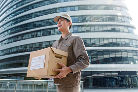 拿着包裹的青年快递员