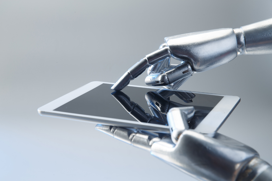 机械手与平板电脑 机械手与平板电脑