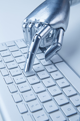 机械手与键盘图片