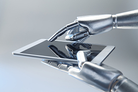 机械手与平板电脑图片