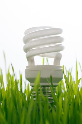 草地上的节能灯