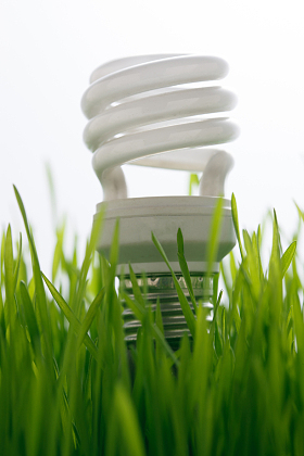 草地上的节能灯