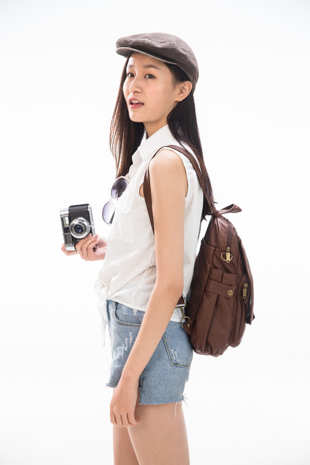 青年女人旅行照片