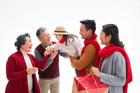 幸福家庭庆祝新年
