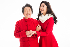幸福母女庆祝新年图片