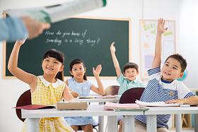 老师和小学生们在教室