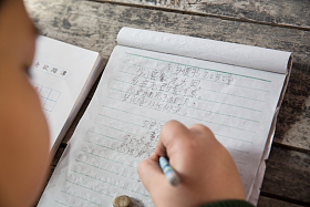 乡村小学里的小学女生照片