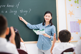 老师和小学生们在教室