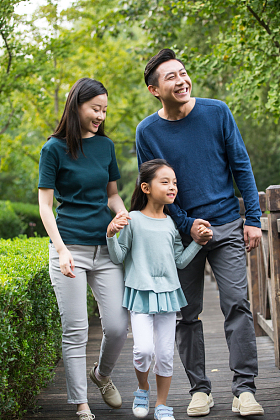 幸福家庭在户外散步图片