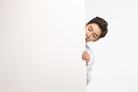 商务青年男人和白板照片