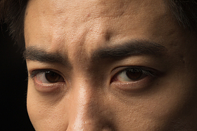 青年男人的面部特写