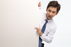 商务青年男人和白板照片