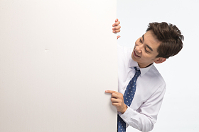 商务青年男人和白板