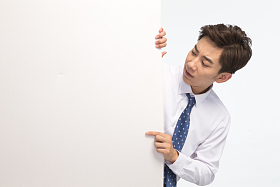 商务青年男人和白板照片