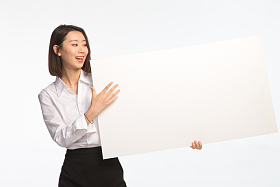 商务青年女人和白板