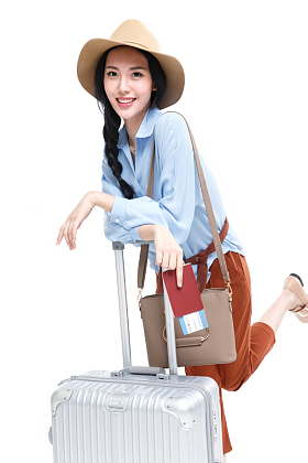 青年女人旅行照片