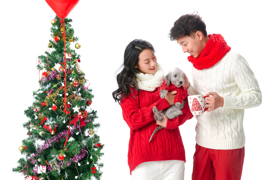 快乐的青年情侣过圣诞图片 快乐的青年情侣过圣诞图片