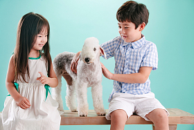 两个小伙伴和宠物狗