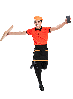 年轻的披萨店服务员图片