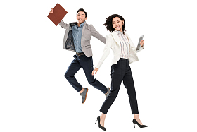 欢呼跳跃的商务青年