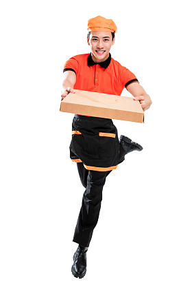 年轻的披萨店服务员图片