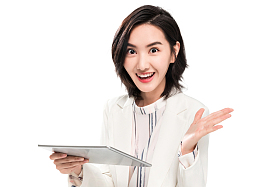 拿着平板电脑的年轻女白领