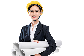 戴着安全帽的女工程师图片