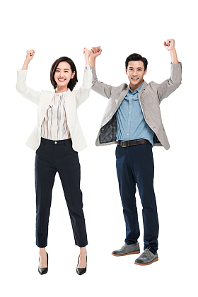 欢呼跳跃的商务青年