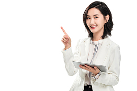 拿着平板电脑的年轻女白领图片