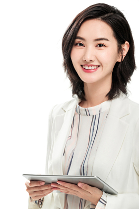 拿着平板电脑的年轻女白领图片